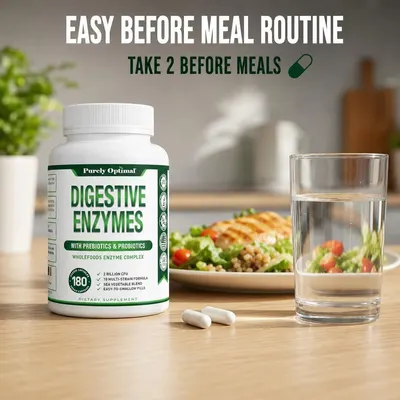Provides clear usage instructions showing when and how to take the supplement for optimal digestive support. Reassures shoppers that the product is simple to incorporate into their daily routine.