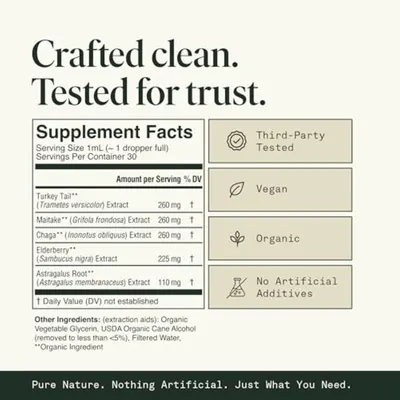 Communicates product quality and purity through multiple certifications and attributes, alongside supplement facts, to build trust and reassure…