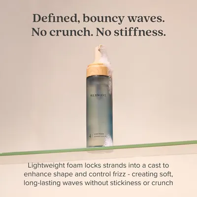 Communicates that the cast foam creates soft, defined waves without the crunchy or stiff feel typical of other styling products.