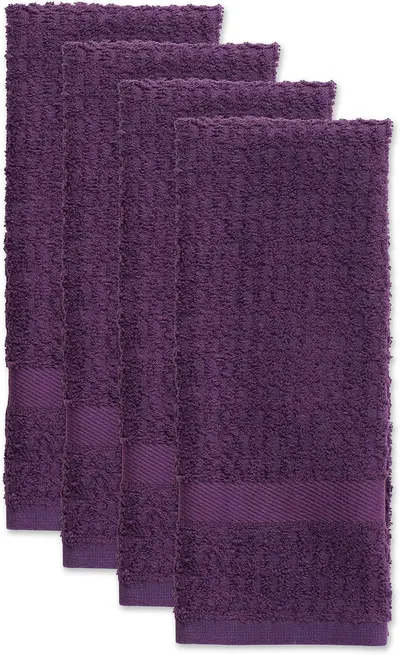 Shows the customer receives four matching dishtowels in the purchase, communicating value and quantity.