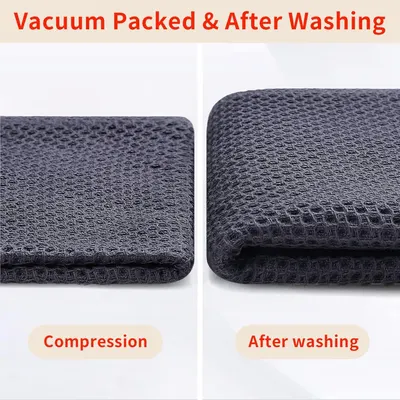 Demonstrates that the product arrives compressed for shipping and returns to full form after washing, reassuring shoppers about packaging and durability.