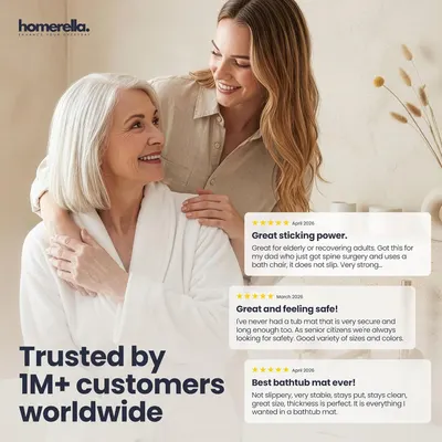 Builds trust and credibility by showcasing real customer testimonials with star ratings, highlighting sticking power, safety, and quality to reassure potential buyers.