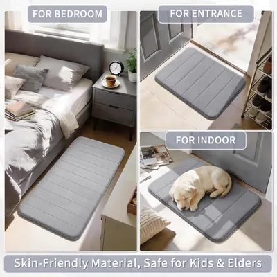 Demonstrates the versatility of the mat by showing it can be used in multiple home environments beyond the bathroom, and highlights its safety for kids,…
