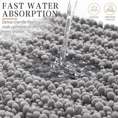 Demonstrates the mat's ability to quickly absorb moisture after showers, keeping floors dry and safe.