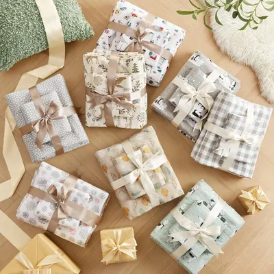Showcases the brand's diverse product line with multiple pattern and design options available, helping shoppers see the variety and choose their preferred style. Displays the products wrapped with…