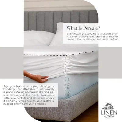 Explains what percale fabric is and highlights multiple benefits including secure fit, deep pockets, and elasticized edges to reassure shoppers of quality and…