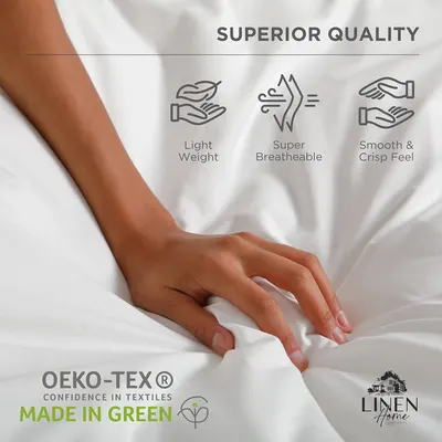 Highlights multiple quality and comfort benefits including lightweight feel, breathability, smooth texture, and eco-friendly certification to reassure…