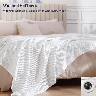 Highlights the product's easy care and improving softness over time to reassure shoppers about convenience and long-term comfort.