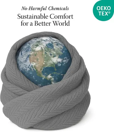 Reassures shoppers that the blanket is sustainably made with no harmful chemicals, backed by OEKO-TEX certification for safety and environmental…