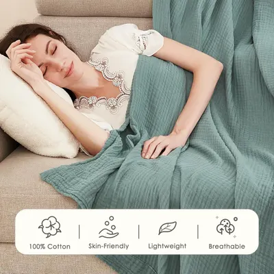 Highlights four key material benefits in a segmented icon layout to reassure shoppers about comfort, quality, and breathability.