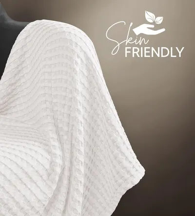 Emphasizes the product's gentle, skin-safe material to reassure shoppers it is comfortable and safe for sensitive skin.