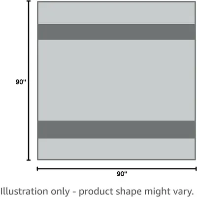 Provides a simple dimensional illustration showing the square 90 x 90 inch size of the blanket to help shoppers understand the physical dimensions.