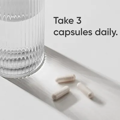 Instructs the shopper on how to use the product by clearly stating the daily dosage requirement of 3 capsules. Communicates the simplicity and ease of incorporating the supplement into a daily…