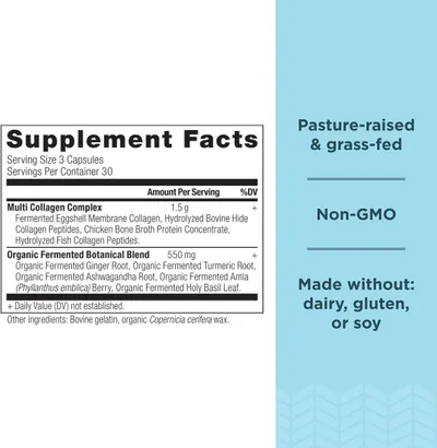 Highlights the product's clean sourcing and allergen-free formulation to reassure health-conscious shoppers about ingredient quality and safety. Shows the detailed supplement facts and ingredient…