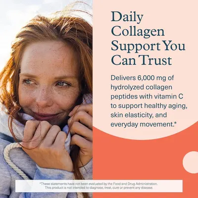 Emphasizes the high dosage of collagen delivered per serving to communicate product potency and value. Communicates the product's reliability and comprehensive benefits for aging, skin elasticity,…