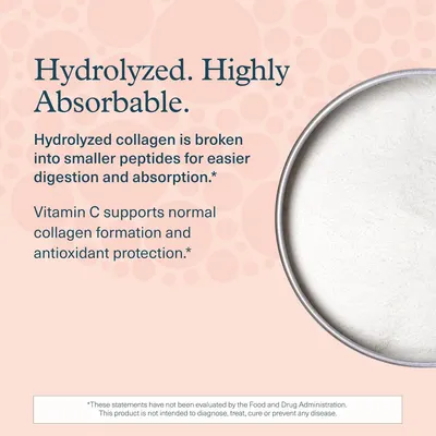 Explains that the collagen is hydrolyzed into smaller peptides for easier digestion and absorption, reassuring shoppers about product efficacy.