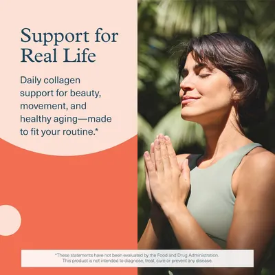 Communicates multiple lifestyle benefits and emphasizes that the supplement is designed to integrate seamlessly into daily life.