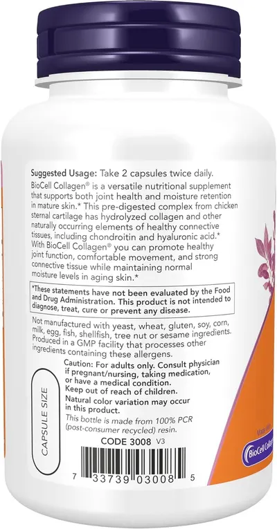 Displays suggested usage, product benefits, and safety information for the supplement.