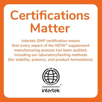 Reassures shoppers that the product is manufactured under strict quality standards with Intertek GMP certification for safety and reliability. Emphasizes the importance of third-party certification…