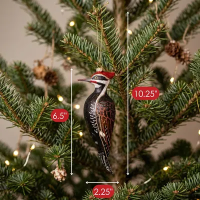 Provides exact measurements with dimensional arrows to help shoppers understand the ornament's physical size and scale on a tree.