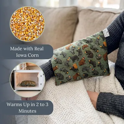 Highlights multiple key benefits of the heating pad: the natural corn filling and the quick heating time, reassuring shoppers of quality materials and…