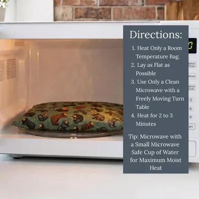 Provides step-by-step directions on how to safely heat and use the product in the microwave, ensuring proper usage and maximum effectiveness.