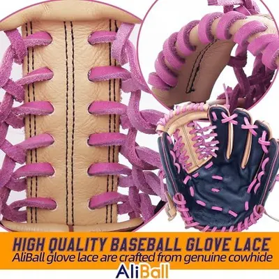 Highlights that the baseball glove lace is crafted from genuine cowhide material, reassuring shoppers of its quality and authenticity.