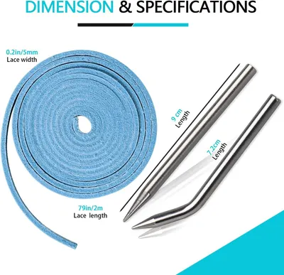 Provides exact physical dimensions and specifications of the baseball glove lace kit components so shoppers know the precise size of what they're purchasing.