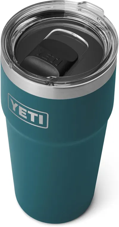 Shows the Rambler tumbler in a clean, real-world context with no text overlay, allowing shoppers to visualize the product.