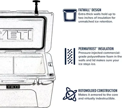 Breaks down the cooler's structural components and materials, highlighting the thick insulated walls, commercial-grade foam insulation, and durable rotomolded…