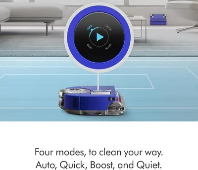 Highlights the four cleaning modes available (Auto, Quick, Boost, and Quiet), emphasizing user control and customization for different cleaning needs.