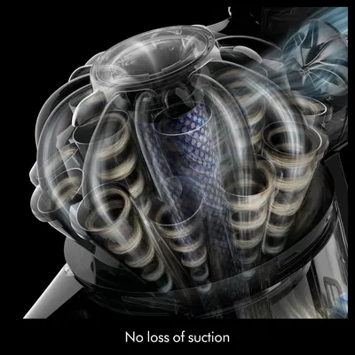 Reveals the internal cyclone and filtration structure to demonstrate advanced engineering and explain how the vacuum maintains consistent suction without…