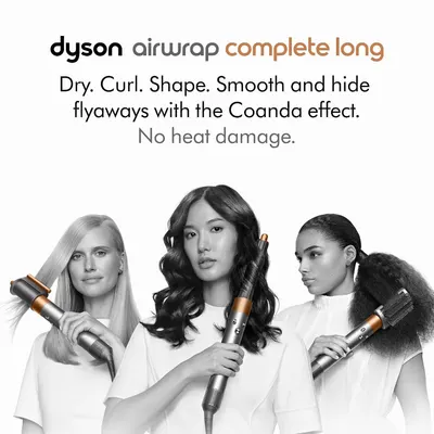 Demonstrates the versatility of the product by showing multiple styling applications and outcomes achievable with the Dyson Airwrap.