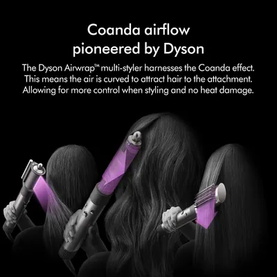 Explains the proprietary Coanda airflow technology pioneered by Dyson that enables styling with control and no heat damage.
