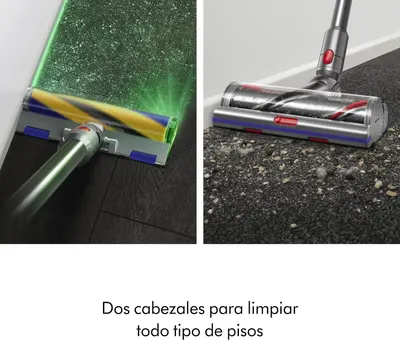 Shows that the product comes with two different cleaner heads designed to tackle all floor types.