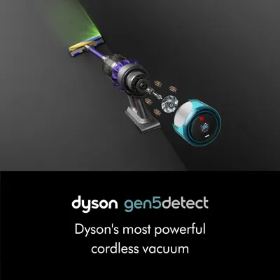 Introduces the Dyson gen5detect model and establishes it as Dyson's most powerful cordless vacuum, reinforcing brand authority and product positioning.