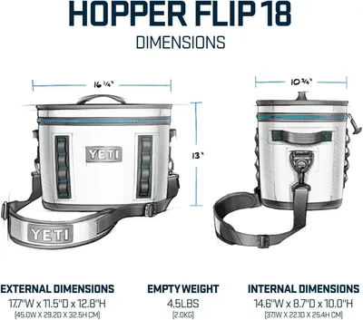 Provides exact physical dimensions and weight measurements with visual arrows to help shoppers understand the product's size and portability.