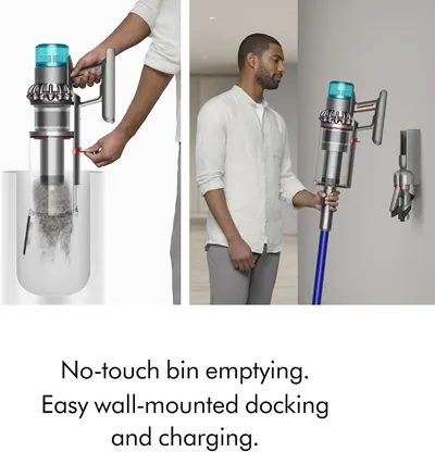 Highlights the convenient hygienic bin emptying and integrated wall-mount storage solution, reassuring shoppers about ease of maintenance and space-saving…