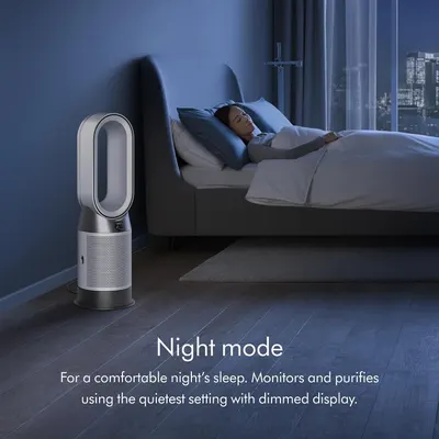 Highlights the quiet operation and dimmed display feature designed for comfortable nighttime use, reassuring customers of peaceful sleep.