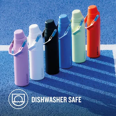 Reassures shoppers that the bottle is dishwasher safe, making it convenient and easy to clean. Showcases the variety of color options available in the Stanley product line to help shoppers choose…