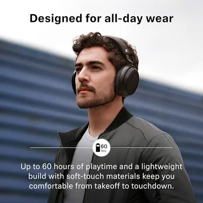 Shows up to 60 hours of playtime so the shopper trusts the battery for long days. Reassures the shopper that the lightweight, soft-touch build stays…