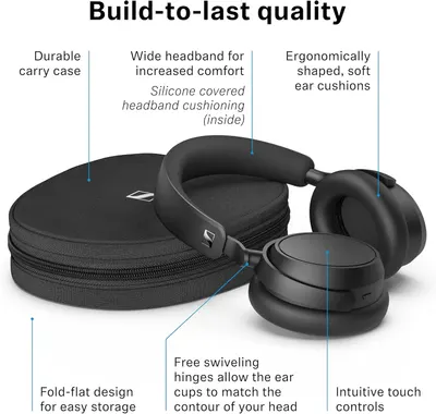 Callouts point to key physical parts to show the build is durable, comfortable and easy to store. Several labelled zones state separate reasons the build…
