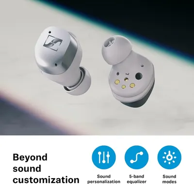 Shows three sound tuning options under Beyond sound customization to reassure shoppers they can shape the audio to their taste.