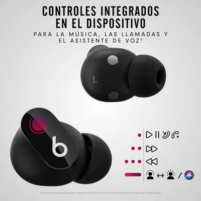 Shows several built-in earbud controls for music, calls and voice assistant so the buyer knows they can operate the buds without a phone.