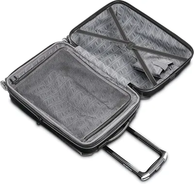 Shows the open interior with mesh pockets and cross straps that keep packed items secure.