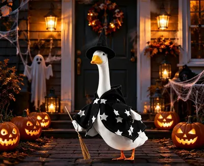 Shows the product in a real-world Halloween setting with pumpkins and decorations to help shoppers visualize how it looks in use.