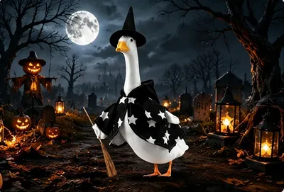 Displays the product in an atmospheric Halloween night setting with spooky elements to create emotional appeal and show the product in context.