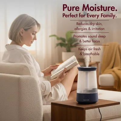 Lists several health and comfort benefits of adding moisture to the home to show the humidifier suits the whole family.