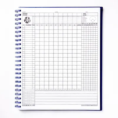 Shows the complete scoring grid with ample space for players, innings, and stats in one clean layout.