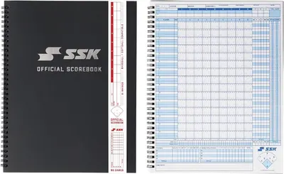 Pairs the SSK cover with an open scorecard to reinforce the brand and product.